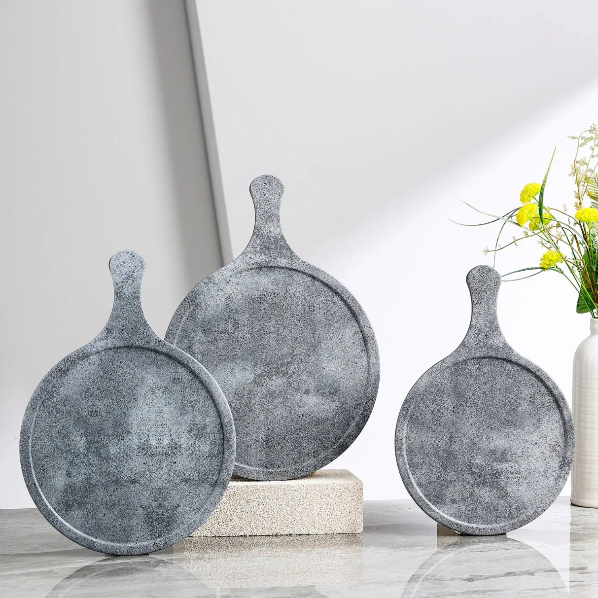 Luxury Hotel Melamine Round Plate Melamine Dinner Plate Natural Stone Design Plate Round Dish