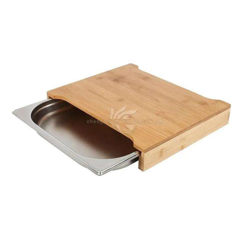 Chengshang Chopping Cutting Board with Containers Wood Cutting Boards for Kitchen Bamboo Cutting Boards