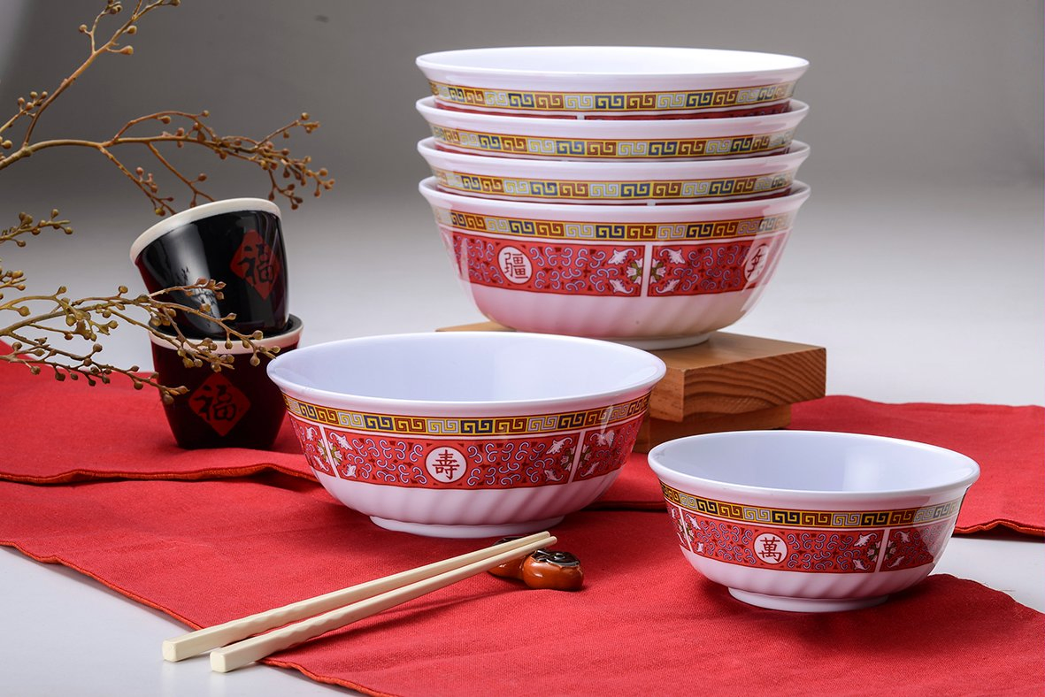 Chinese Restaurant Noodles Soup Rice Serivng Large Bowl 8 Inch 1350ml Chinese Traditional Pattern Bowl