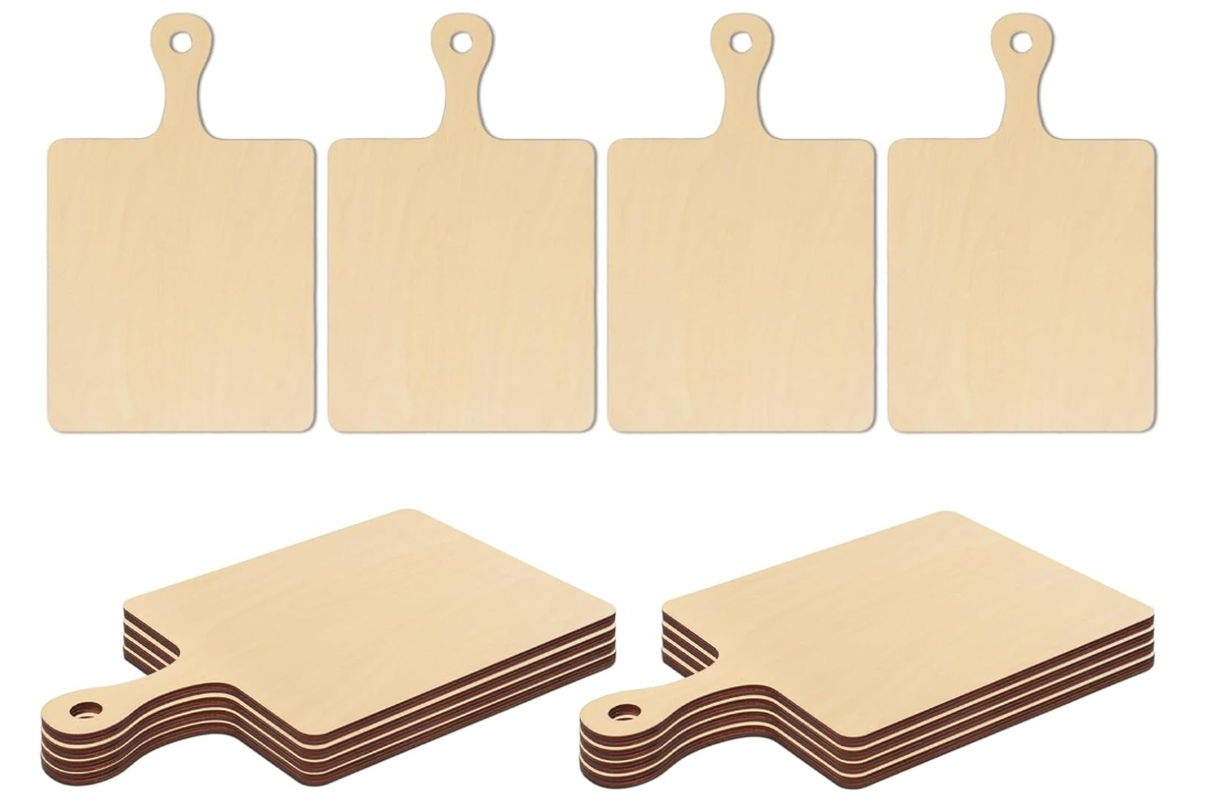 Pyd Life 12 Pack Plywood Sublimation Cutting Board Blanks with Handle 9 X 5.5 Inch, Rectangle Wood Chopping Board for Sublimation DIY Craft