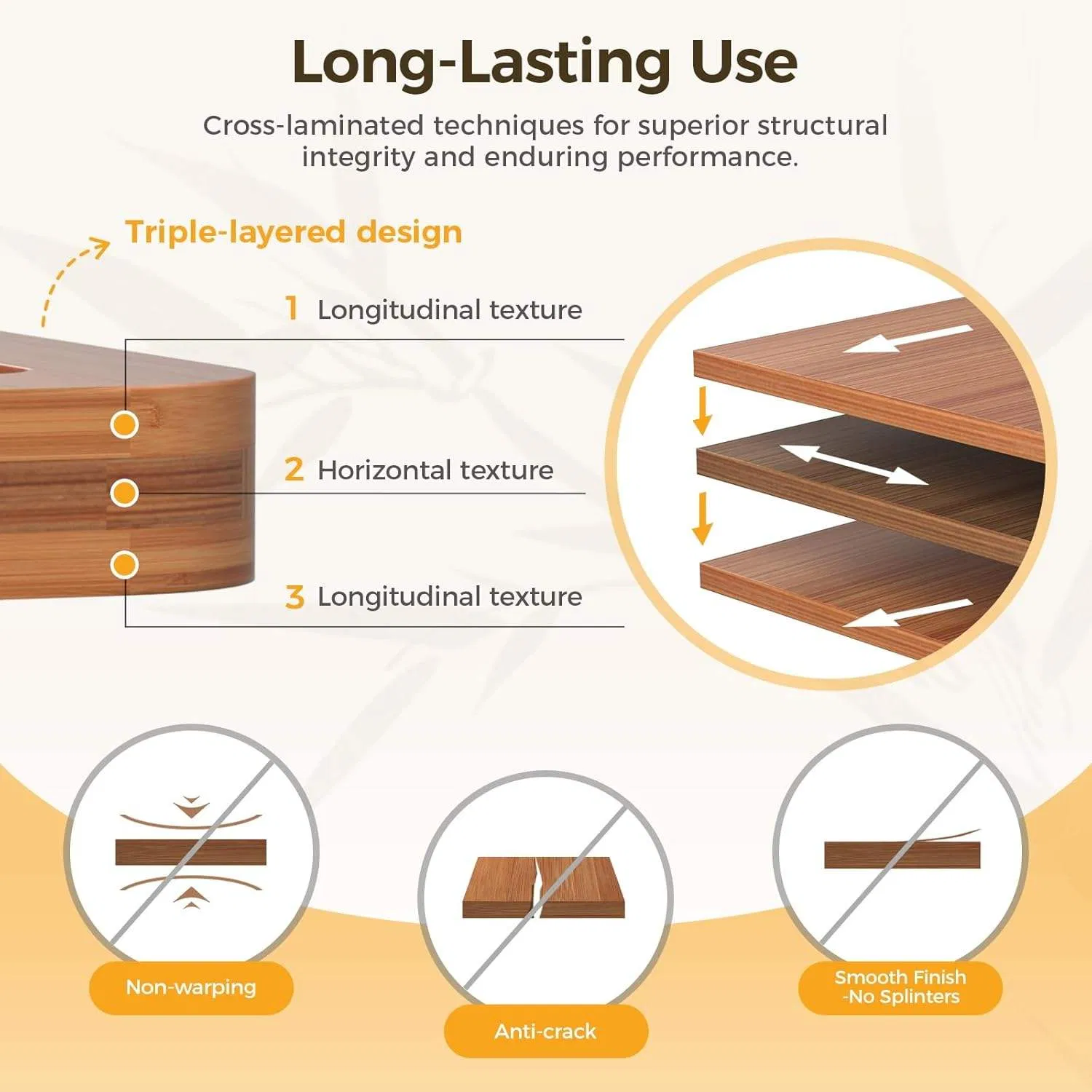 Ghp Custom Bamboo Cutting Board Set of 3 Durable Non-Slip Carbonized Wood Charcuterie Chopping Block with Juice Groove for Gifts