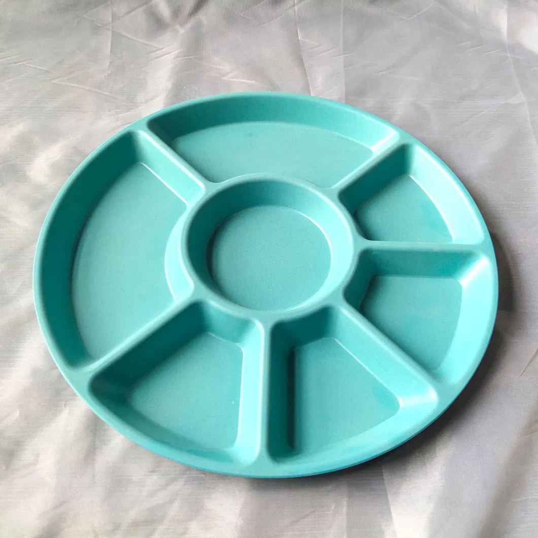 Round Melamine Bamboo Fiber Plate Dinnerware