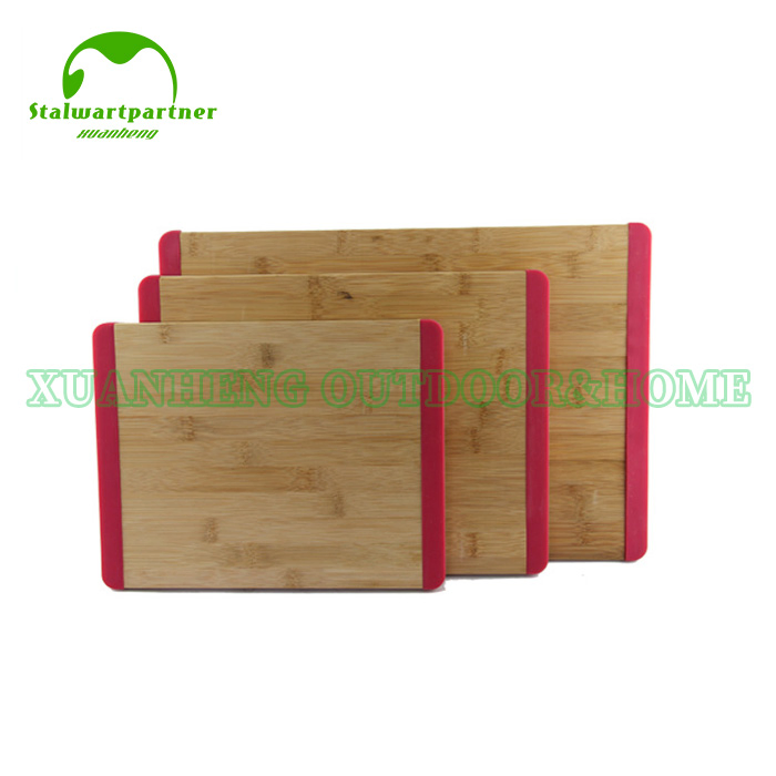 Bamboo Cutting Board Kitchen Chopping Board with Non-Slip Silicon Rubber