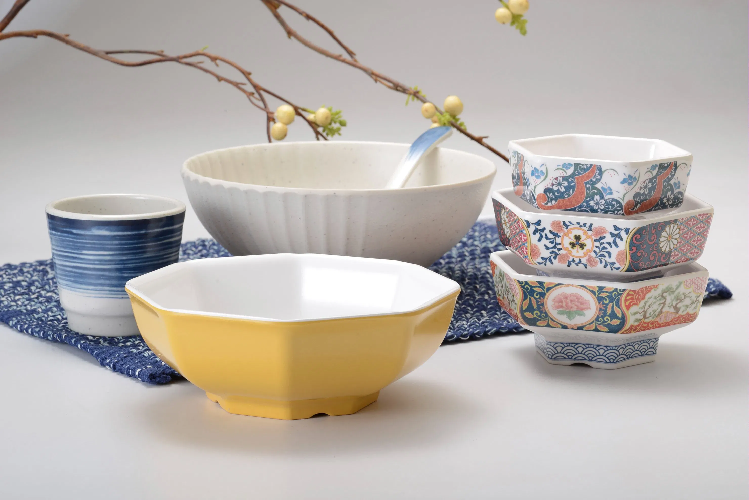 Melamine Donburi Bowl Japanese Style Restaurant Rice Gyudon Serving Hexgonal Bowl