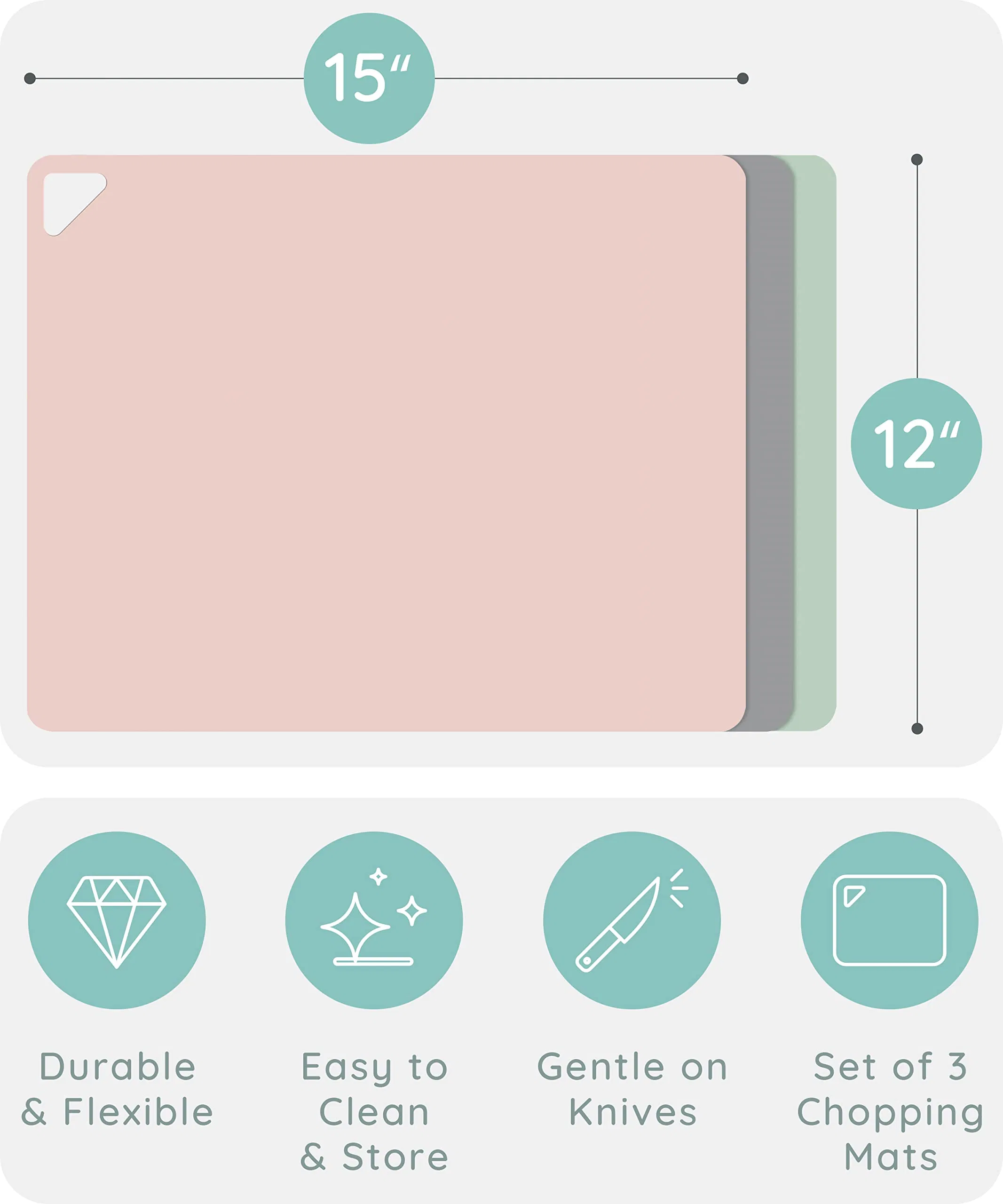 Extra-Thin Flexible Chopping-Cutting-Boards for Kitchen Mats Cooking Colored Non-Slip-Sheets Plastic Set