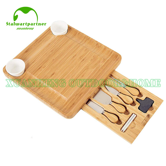 Wooden Bamboo Cutting Board Setcheese Board with Drawer