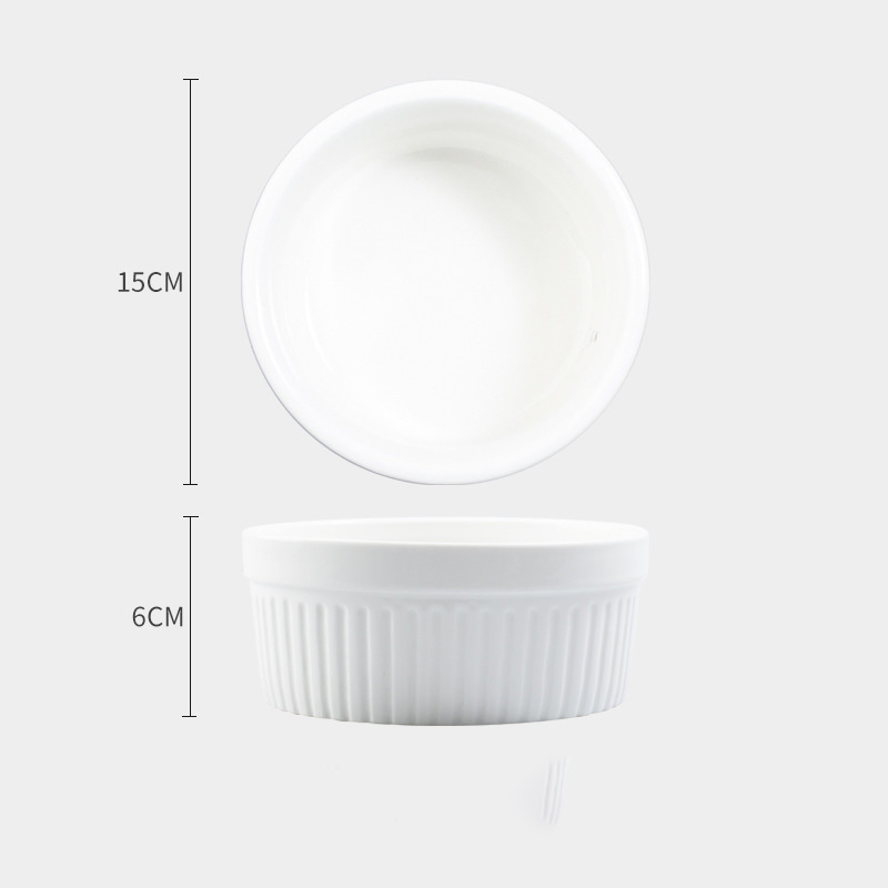 White Porcelain Creme Brulee Souffle Ramekins Bowl Ez28486