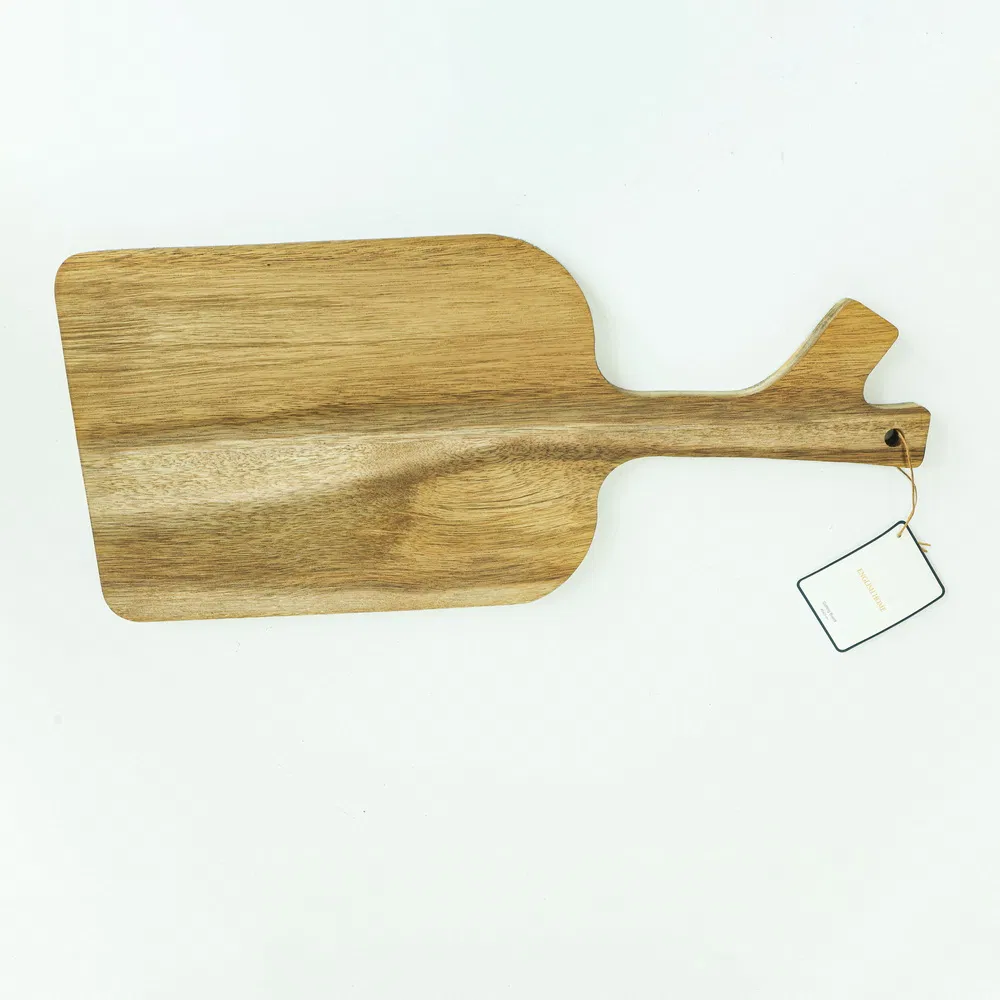 Paddle Shape Acacia Wood Bread Cutting Board Wood Serving Board with Handle