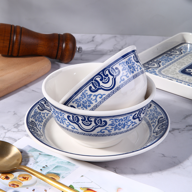 Family Hot Unbreakable Tableware Home Use Melamine Reusable Elegant Rice Bowl