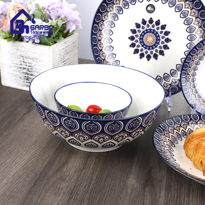 Hot Sale Classic Under-Glaze Printing Design Dinnerware Porcelain Salad Soup Bowl