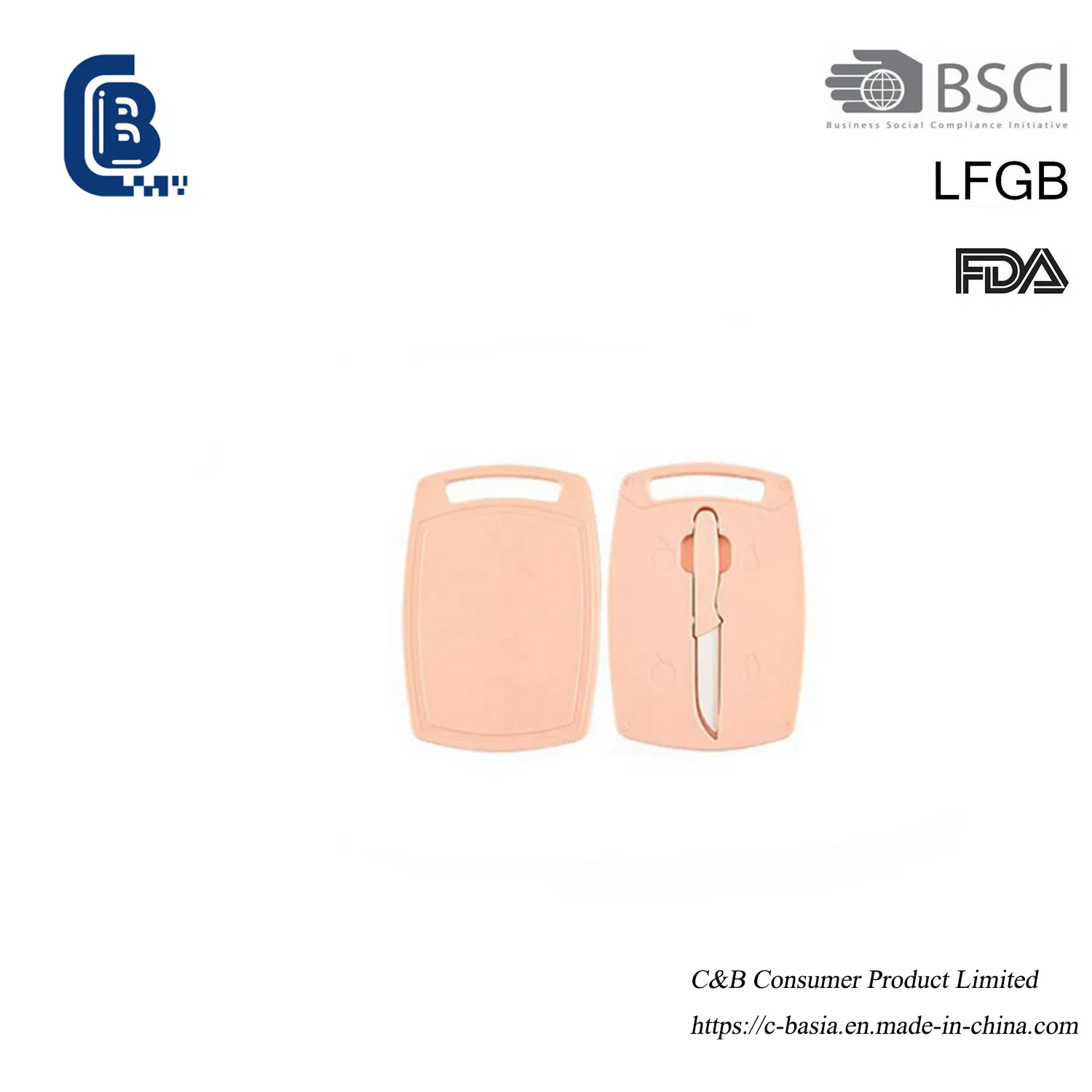 Wheat Straw Plastic Chopping Board Set - Non-Slip with Knife