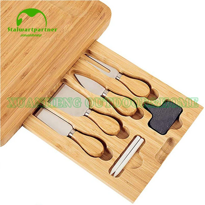 Wooden Bamboo Cutting Board Setcheese Board with Drawer