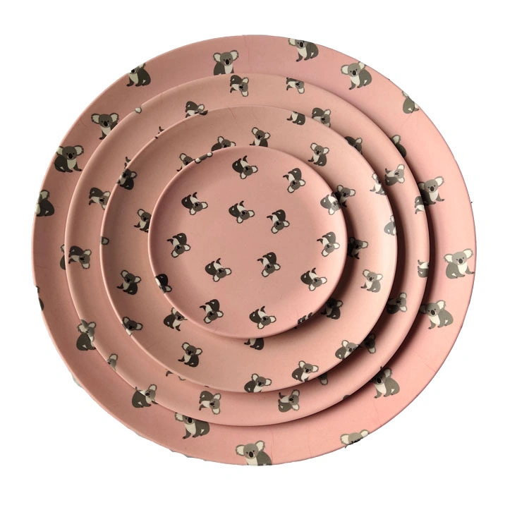 Round Melamine Bamboo Fiber Plate Dinnerware