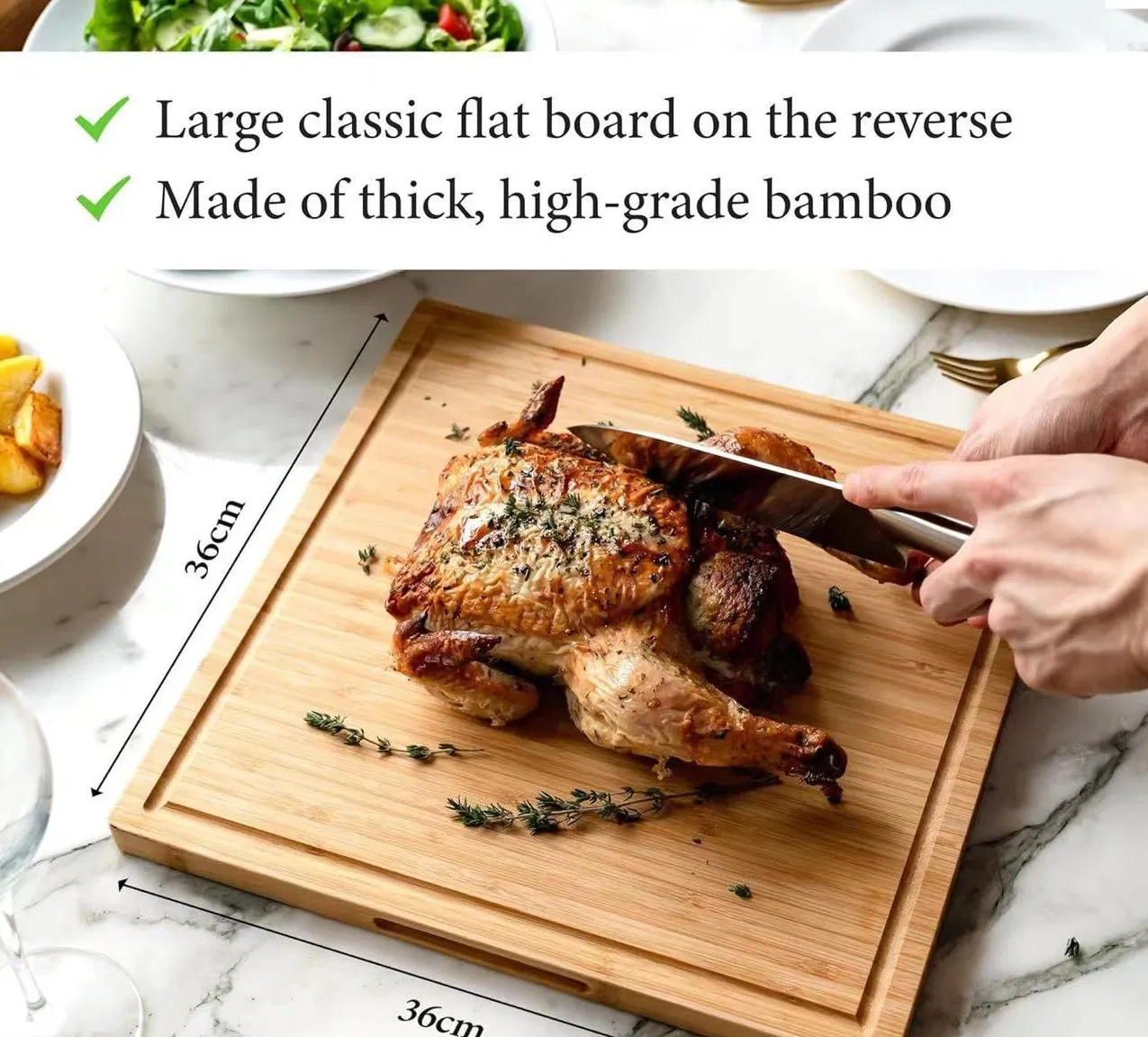 Bamboo Household Kitchen Square Double-Sided Cutting Board