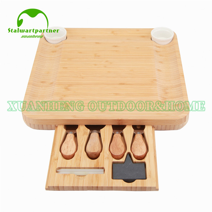 Wooden Bamboo Cutting Board Setcheese Board with Drawer