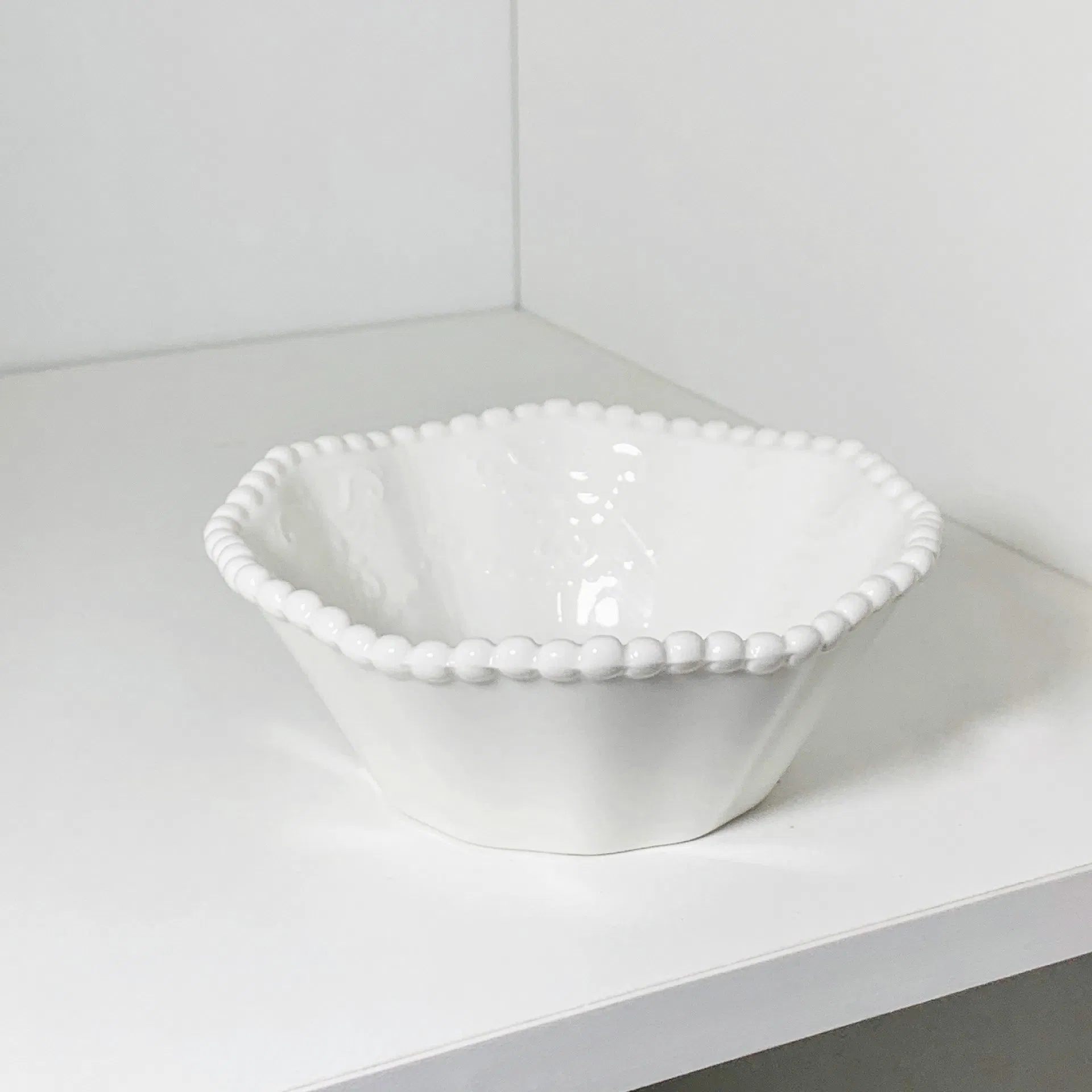 Ceramic Plate Restaurant Pearl Edge Ceramic Soup White Porcelain Tableware