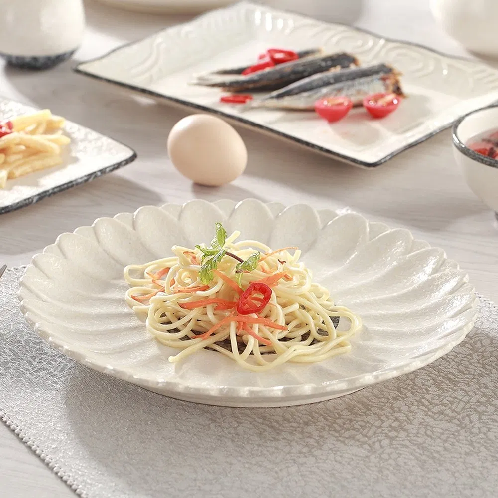 Heat Insulation Exquisite Ceramic Serving Plate for BBQ Restaurants