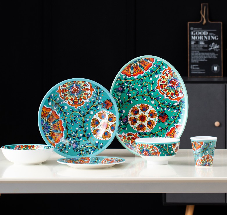 Melamine Plate &amp; Bowl Set Casual Dining Dining Party Environmental Friendly Plastic Ware