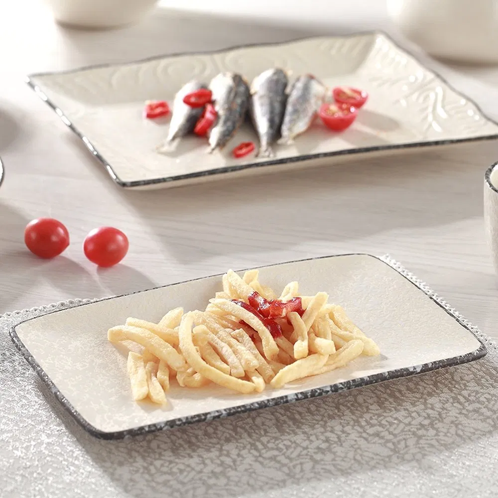 Heat Insulation Exquisite Ceramic Serving Plate for BBQ Restaurants