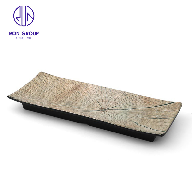 Hot Selling Retro Japanese Melamine Plate Rectangular Sushi Flat Plate