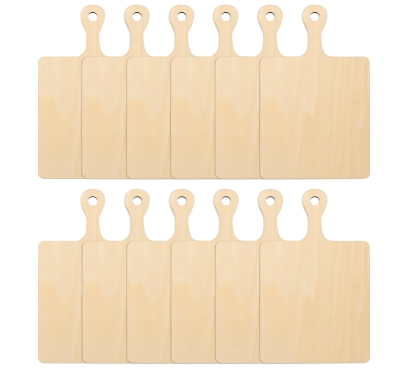 Pyd Life 12 Pack Plywood Sublimation Cutting Board Blanks with Handle 9 X 5.5 Inch, Rectangle Wood Chopping Board for Sublimation DIY Craft