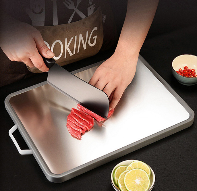 Wholesale Stainless Steel Non-Slip Double Side Use Chopping Board Multipurpose Use Double-Sided Chopping Board