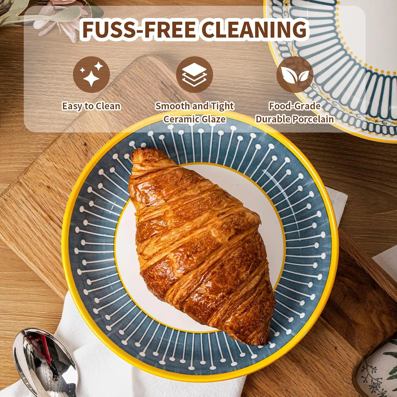 8 Inch Porcelain Shallow Bowls for Pasta, Salad, Oatmeal, Fruit, Chicken,