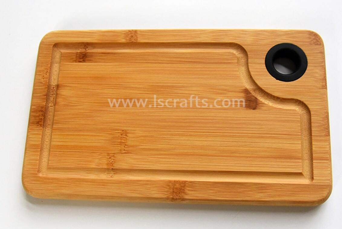 Bamboo Round Serving Board with Glass Cover