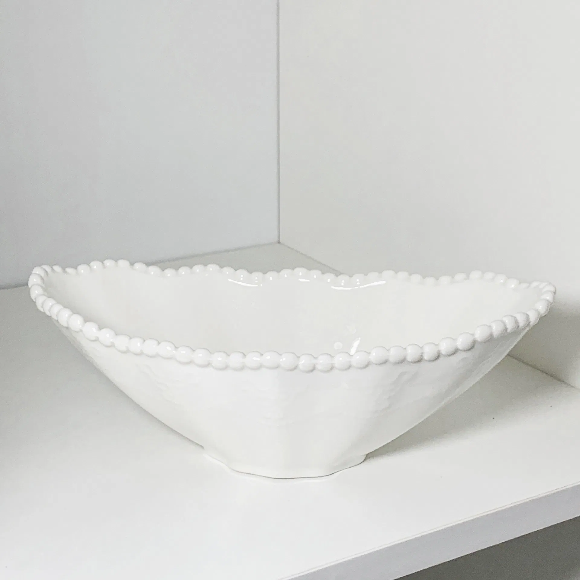 Ceramic Plate Restaurant Pearl Edge Ceramic Soup White Porcelain Tableware