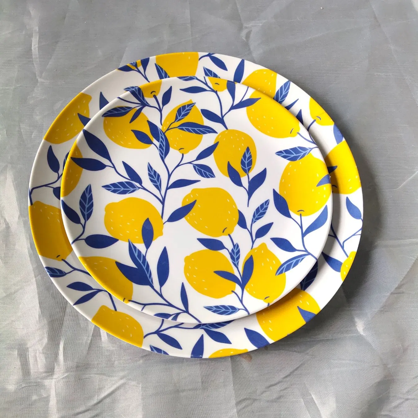 Round Melamine Bamboo Fiber Plate Dinnerware