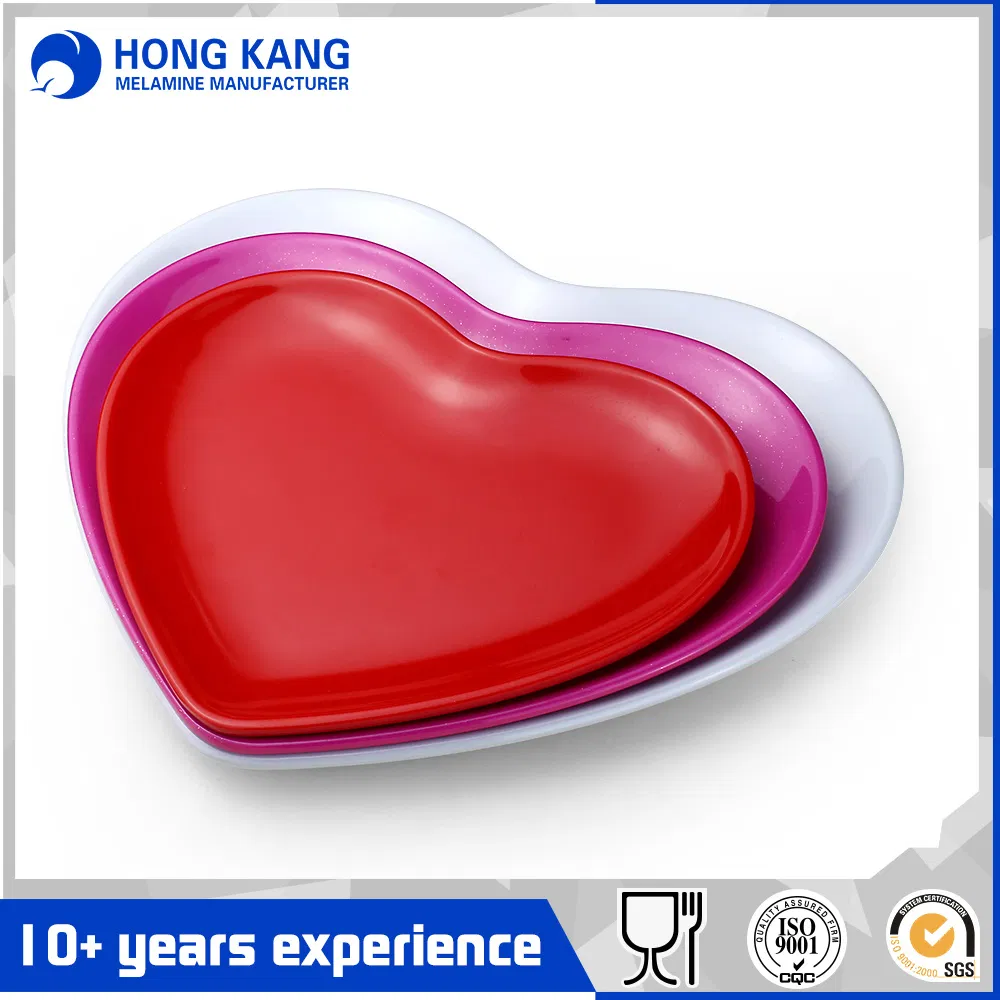 Heart-Shaped Unicolor Dinner Food Dishes Melamine Plate