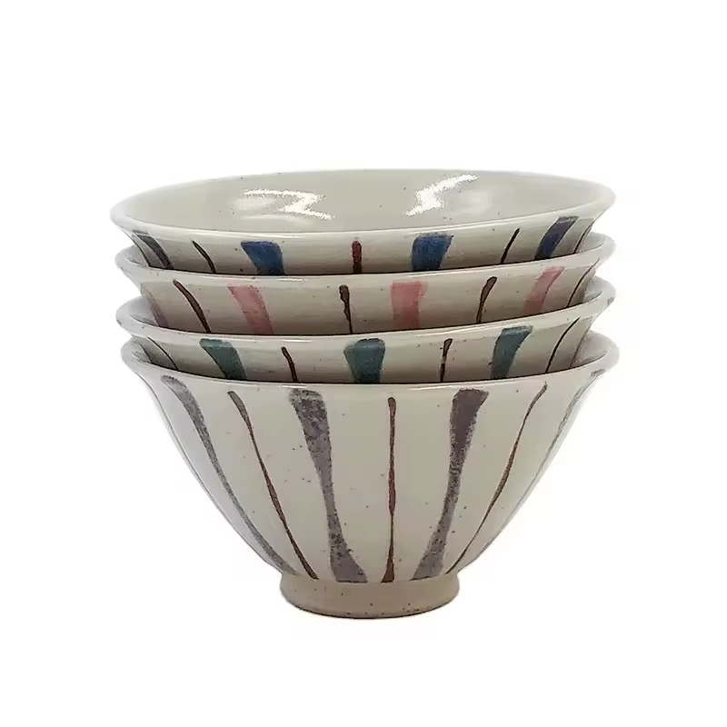 Underglaze Hand Paint Porcelain Salad Deep Ramen Bowl Eco Friendly Products 2025 Japanese Style Ceramic Rice Bowl Set