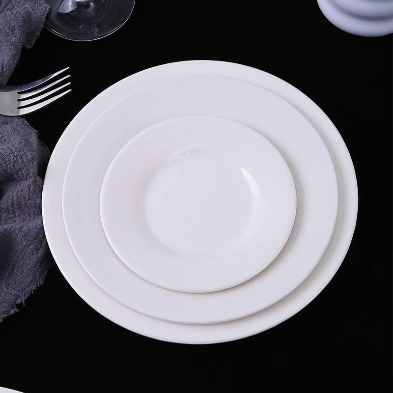 Solid Melamine Plate Set White Color Restaurant Round Plate 100% Melamine