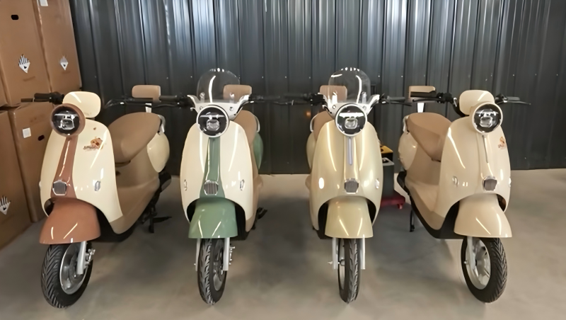 vintage macaron electric scooter detail 1