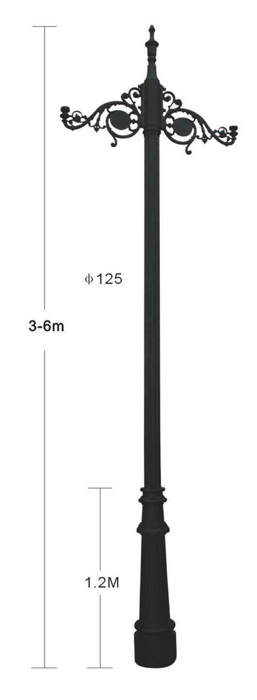 POLE TYPE 011 Sand-casted Aluminium Pole Base and Section