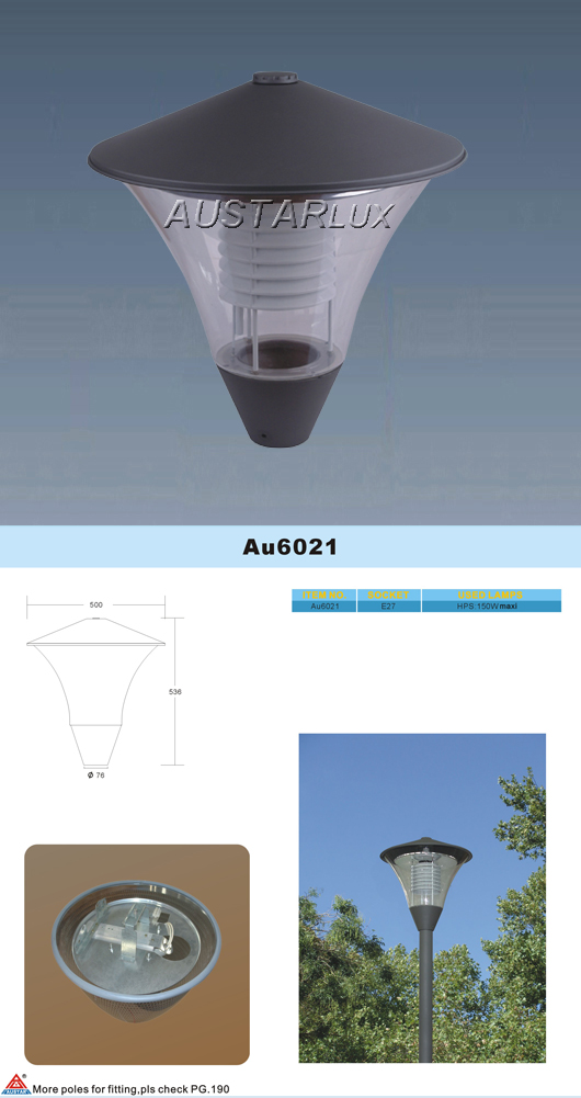 AU6021 Luminaire design and parts construction details