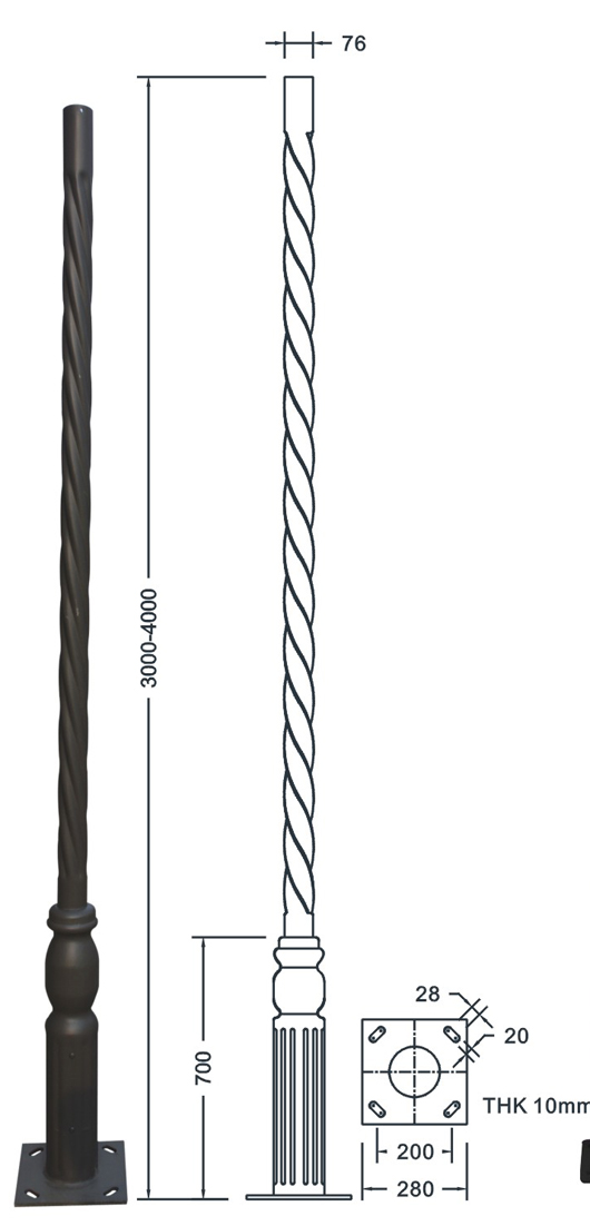 POLE TYPE 006 steel tube extruded pole
