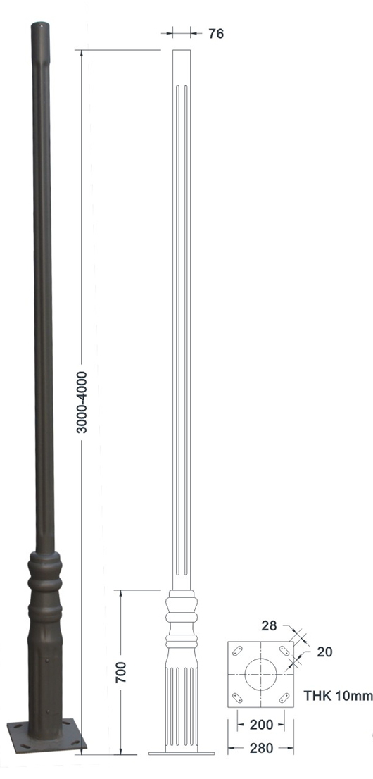 POLE TYPE 002 Steel Tube Hot Dip Galvanized Pole