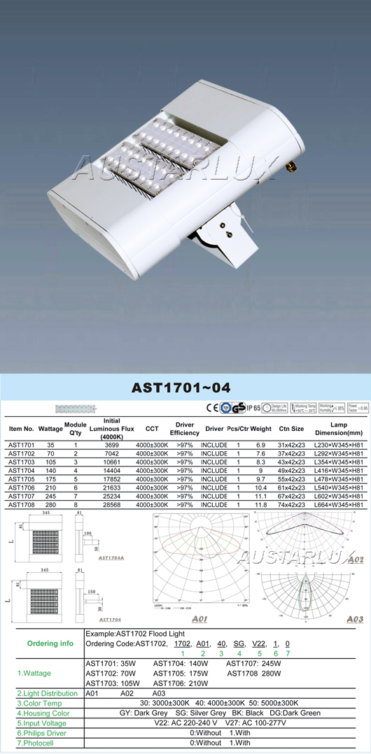 AST Series Outdoor LED Lighting fixture details