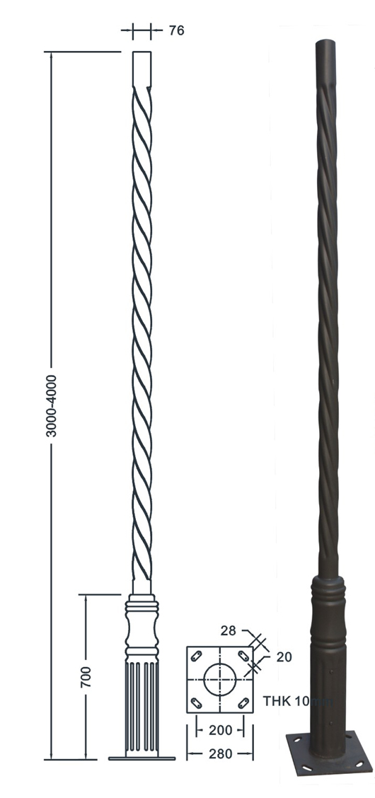 POLE TYPE 004 Extruded Steel Galvanized Pole