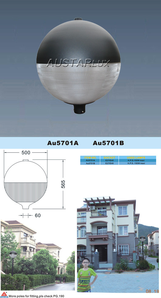 AU5701B luminaire urban lighting blueprint and dimensions