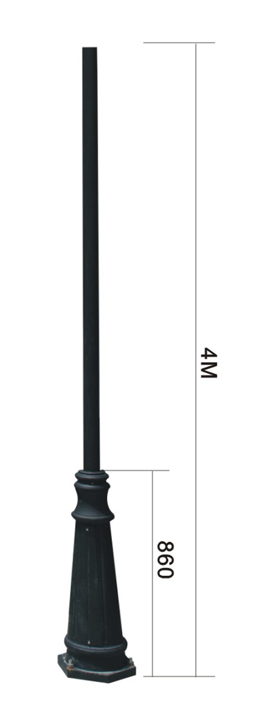 POLE TYPE 010 sand casting aluminium base and steel hot dip galvanized tube