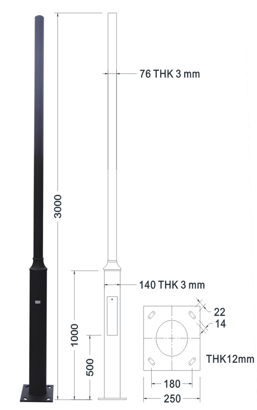 POLE TYPE 001 Steel Tube Welded Hot Dip Galvanized Pole