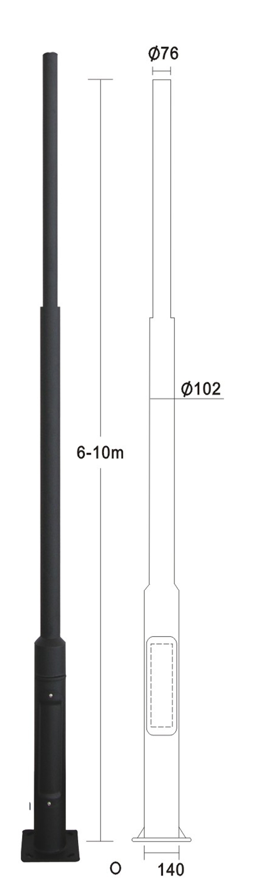POLE TYPE 007 hot dip galvanized steel tube pole