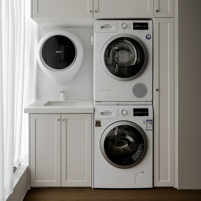 Luxury Design Plywood Compact Laundry Room Cabinet in Wall Bathroom Laundry Cabinet and Washing Machine Storage for Modern Apartment Use