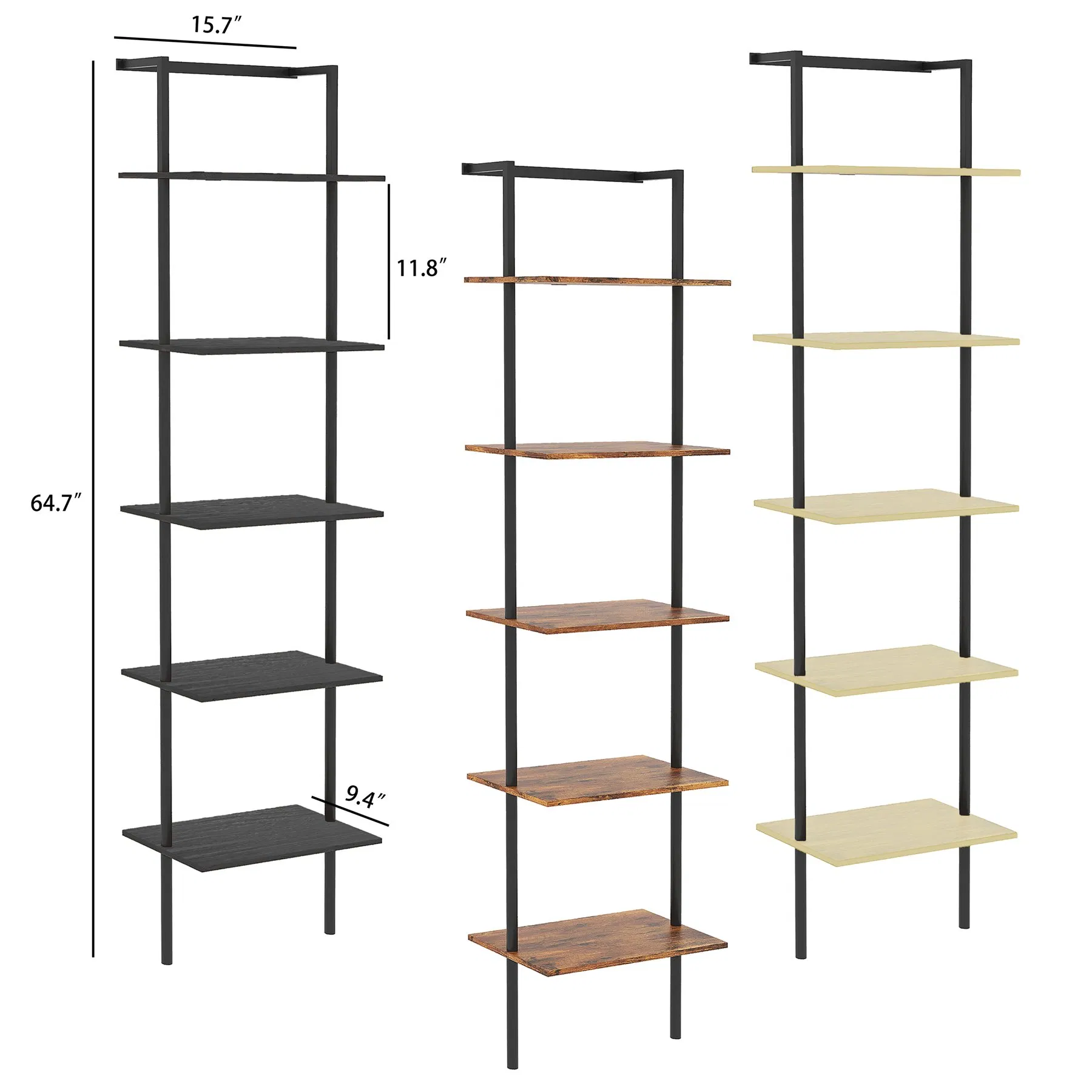 Vertical Multi-Layer Metal Bookshelf Sturdy Durable and Easy to Install Wall Bookshelf