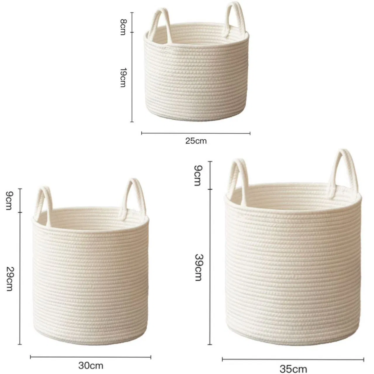 Handwoven Jute Storage Basket Nordic Style Laundry Hamper Portable Organizer for Clothes &amp; Toys