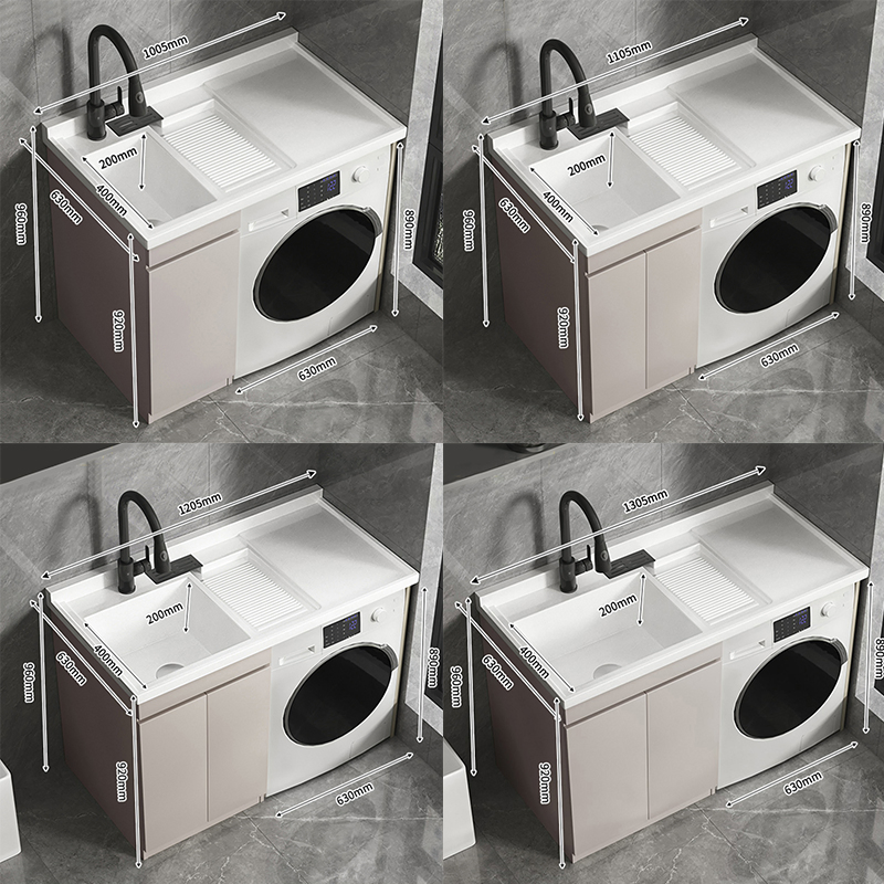 1300mm Home Furniture Floor-Standing Aluminum Washing Machine Laundry Room Sink Cabinet