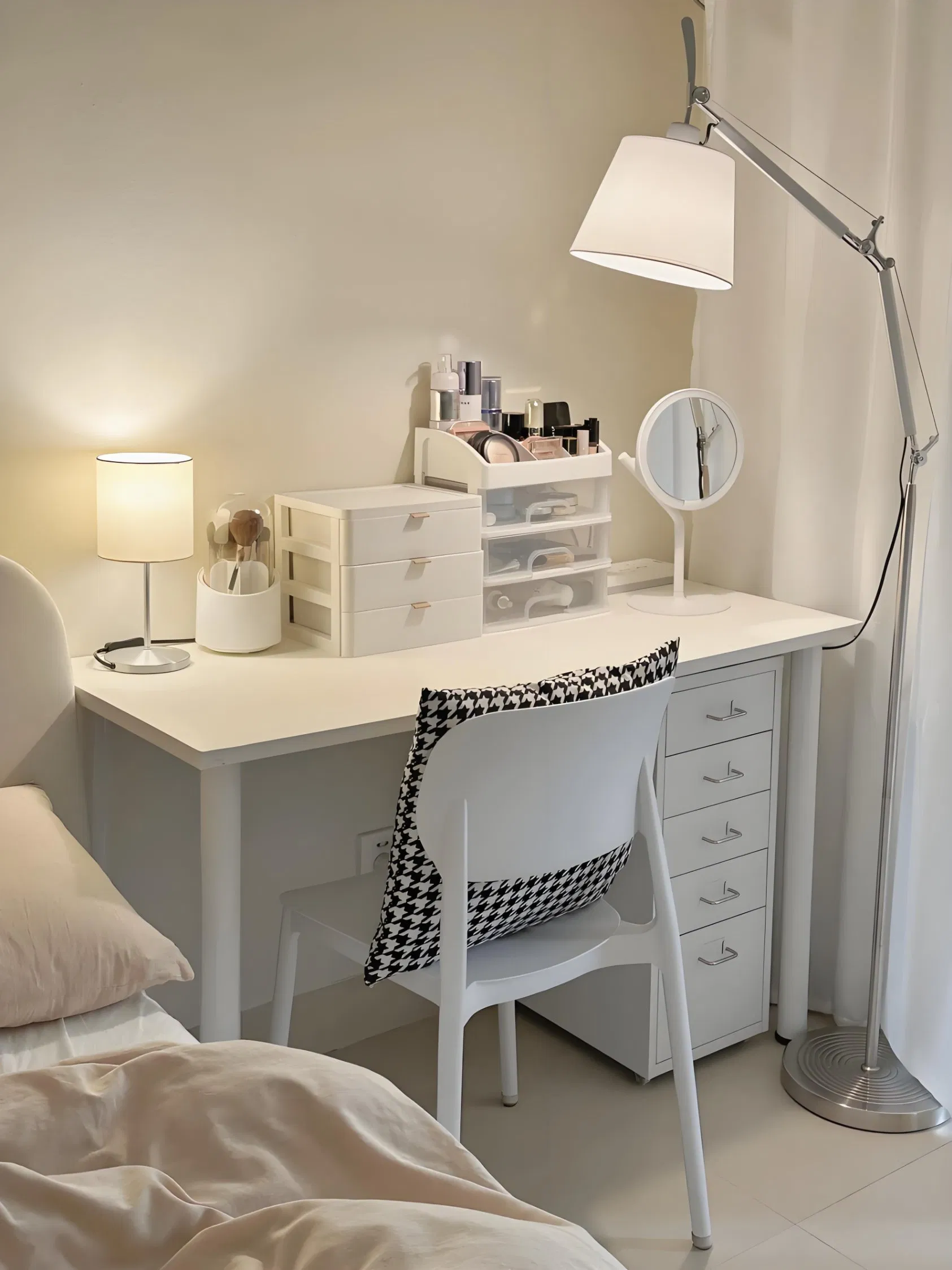 Elegant Modern Bedroom Dressing Table with Mirror Nordic Style Wardrobes with Makeup Adjustable Drawers