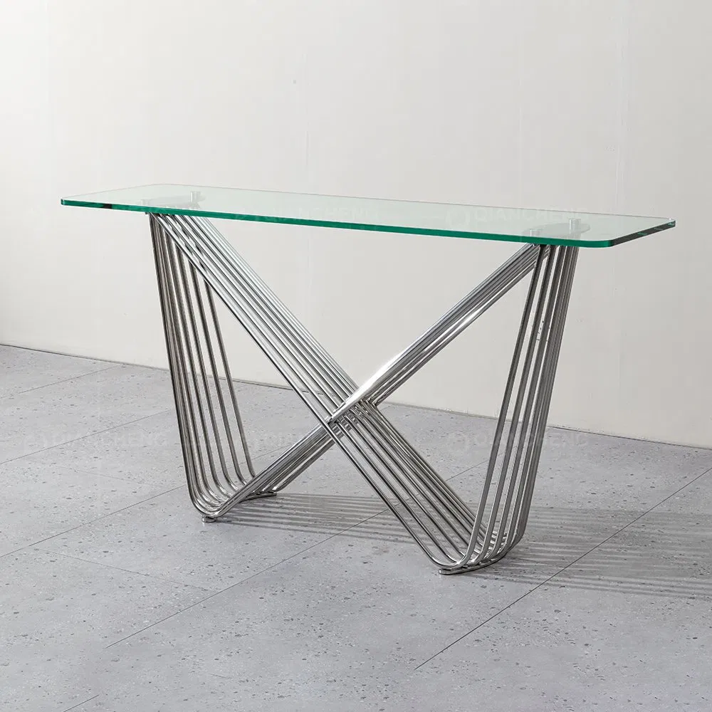 Qiancheng Modern Ss Steel Home Furniture Factory Hallway Long Entryway Console Table